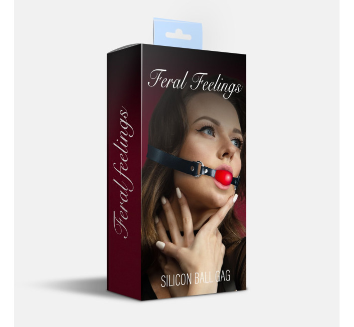 Кляп силиконовый Feral Feelings Silicon Ball Gag Black/Red, черный ремень, красный шарик
