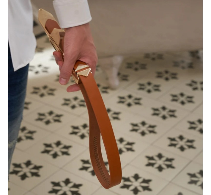 Ремінь з регульованою довжиною Lockink, натуральна шкіра та метал, коричневий