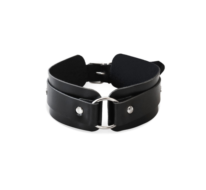 БДСМ-ошейник с кольцом Art of Sex - Martina Collar with ring, натуральная кожа, цвет черный
