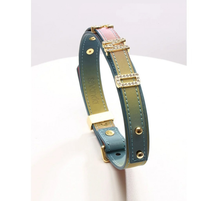 Чокер с золотыми буквами SMD со стразами Lockink Sevanda, кожаный, разноцветный