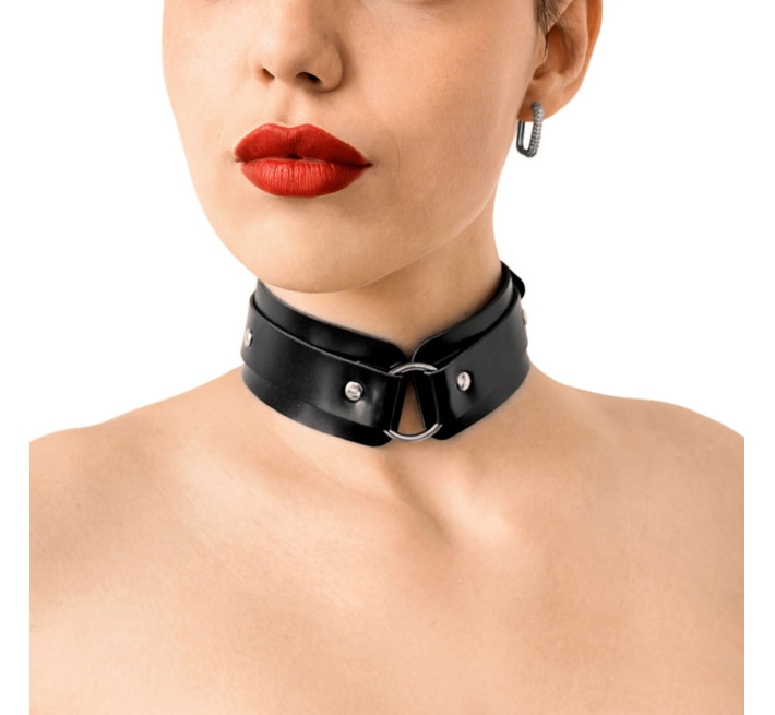 БДСМ-ошейник с кольцом Art of Sex - Martina Collar with ring, натуральная кожа, цвет черный
