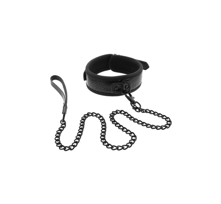 Нашийник з повідцем Dream toys BLAZE LUXURY COLLAR AND LEASH CROCO BLACK