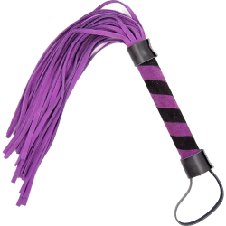 Флогер DS Fetish, замша, смугастий, фіолетовий хвіст, фіолетово-чорний, 38 см