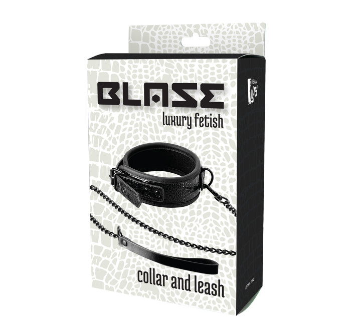 Нашийник з повідцем Dream toys BLAZE LUXURY COLLAR AND LEASH CROCO BLACK