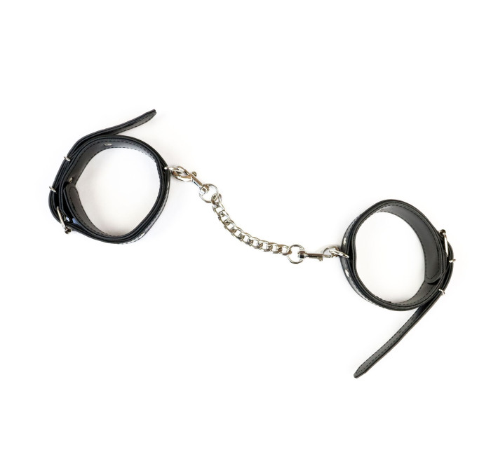 Набір BDSM Art of Sex - Emoji, наручники та поножі, екошкіра, чорний