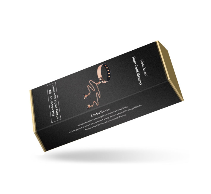 Нашийник із затискачами для сосків Liebe Seele Rose Gold Memory Collar with Nipple Clamps, шкіра