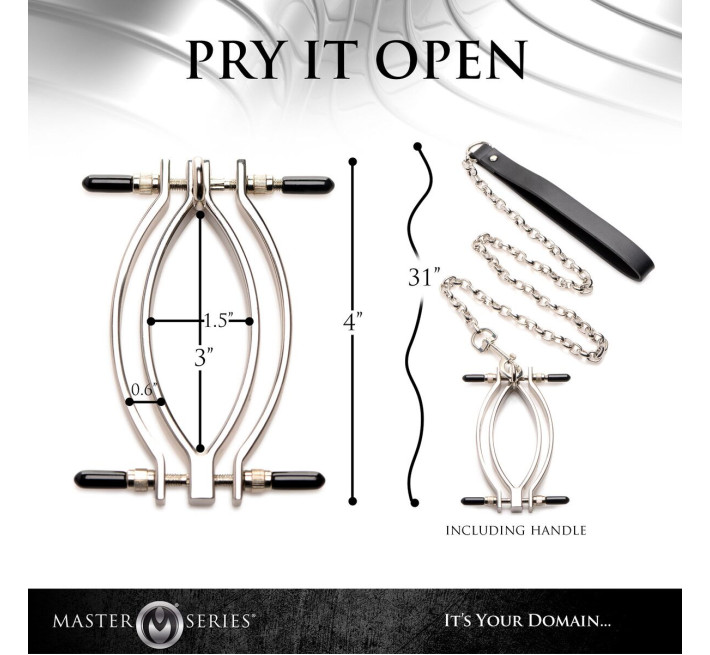 Затискач для статевих губ Master Series: Pussy Tugger Adjustable Vagina Clamp with Chain