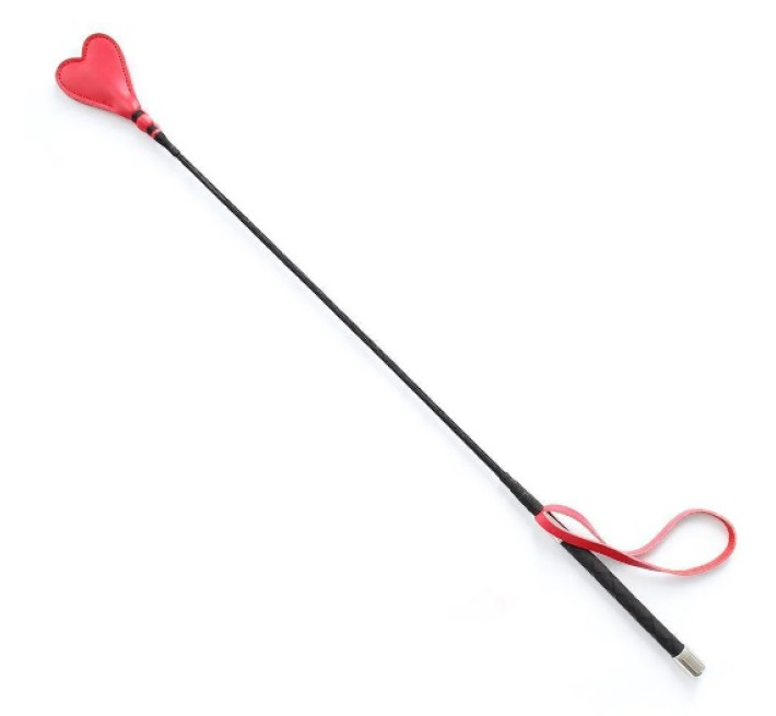 Стек DS Fetish Crop heart red leather, 68 см