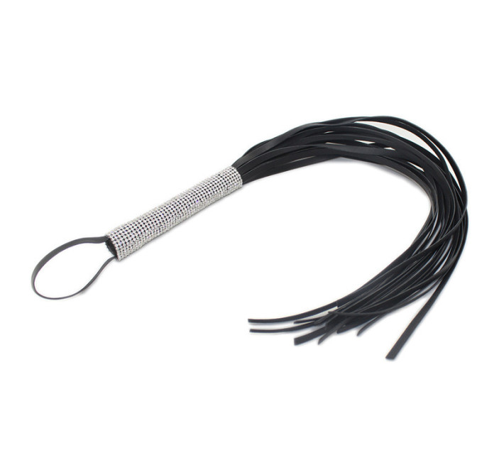 Флогер зі стразами DS Fetish Flogger diamond L black, 70 см