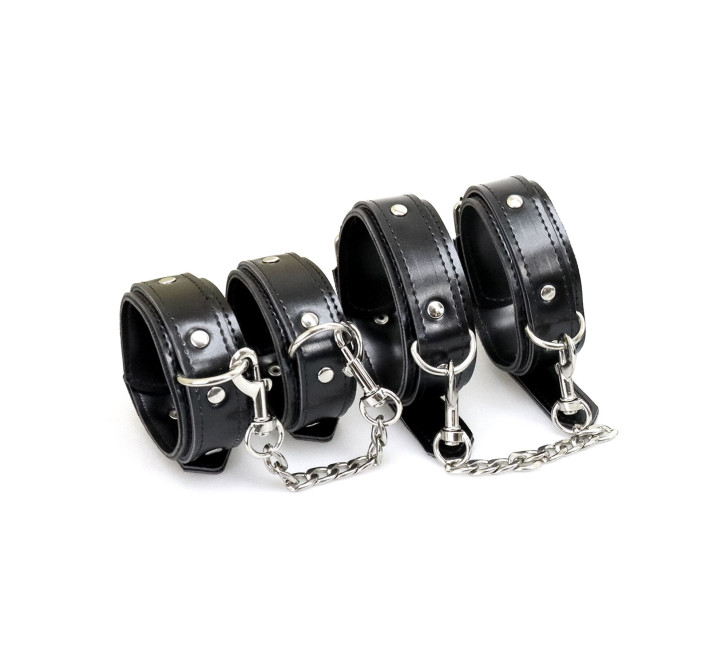 Набір BDSM Art of Sex - Emoji, наручники та поножі, екошкіра, чорний