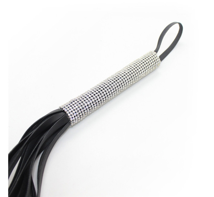 Флогер зі стразами DS Fetish Flogger diamond L black, 70 см