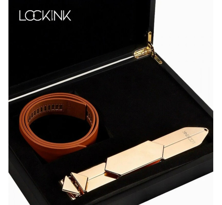 Ремінь з регульованою довжиною Lockink, натуральна шкіра та метал, коричневий