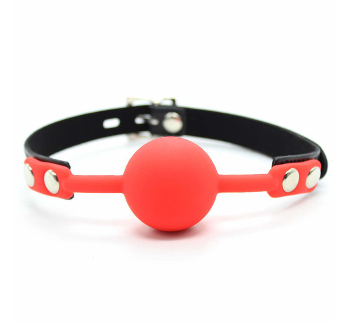 Кляп DS Fetish Silicone ball gag with lock силіконовий із замком Червоний