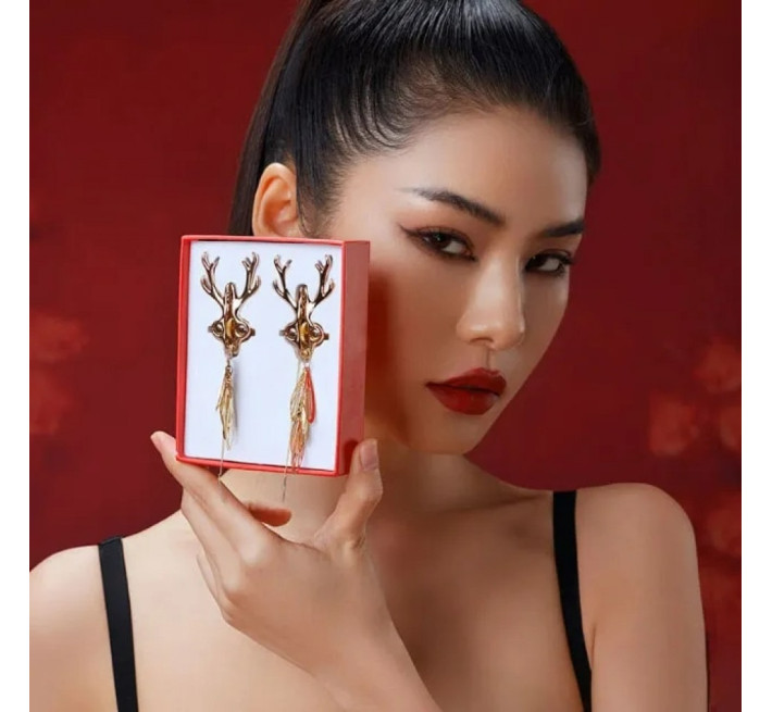 Зажимы для сосков в виде оленей Lockink Sevanda Stag Clamps, с подвесками, металлические, золотые