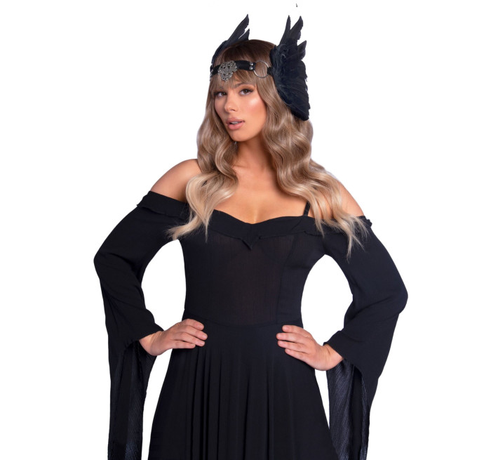 Пов’язка на голову з крилами Leg Avenue Feather headband Black, пір’я та натуральна шкіра