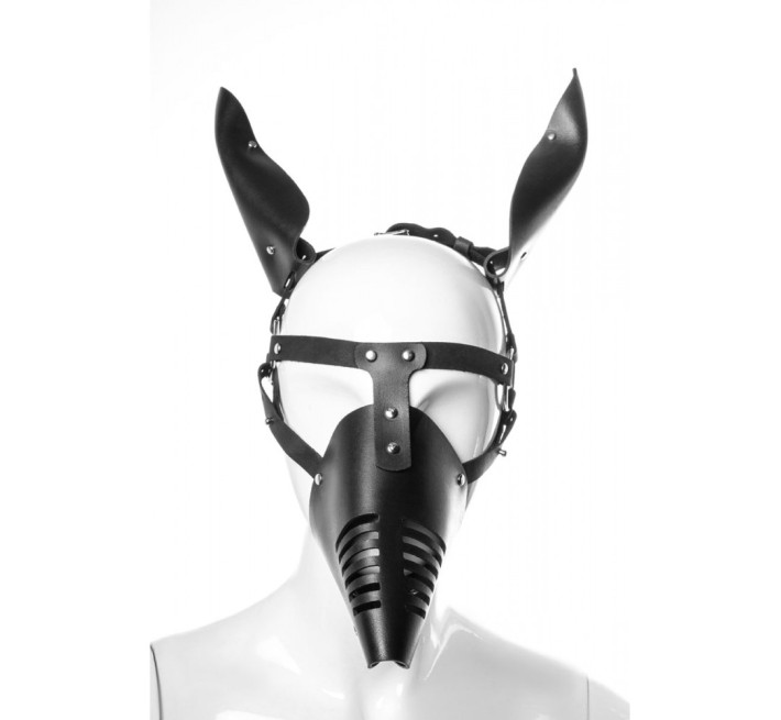 Маска DS Fetish Doberman зі шкіри, ручна робота, чорна