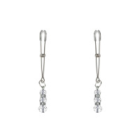 Тонкі затискачі для сосків з підвіскою Feral Feelings - Thin nipple clamps, серебро/прозорий Тонкі затискачі для сосків з підвіскою Feral Feelings - Thin nipple clamps, серебро/прозорий