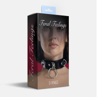 Нашийник для фіксації з натуральної шкіри Feral Feelings - D-Rings Black Нашийник для фіксації з натуральної шкіри Feral Feelings - D-Rings Black
