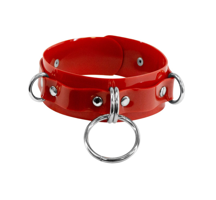 Ошейник для фиксации Feral Feelings - D-Rings Red