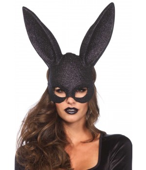 Блискуча маска кролика Leg Avenue Glitter masquerade rabbit mask Black