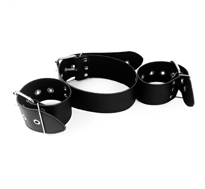 Ошейник с наручниками из натуральной кожи Art of Sex - Bondage Collar with Handcuffs