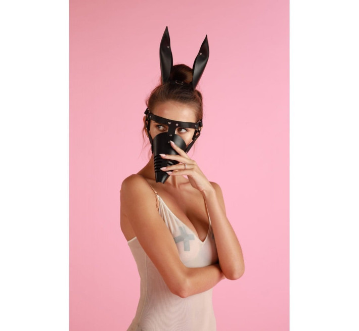 Маска DS Fetish Doberman зі шкіри, ручна робота, чорна