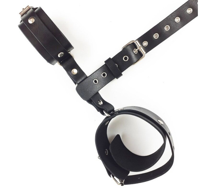 Фиксаторы для шеи и рук Art of Sex Bondage Set из натуральной кожи Черные