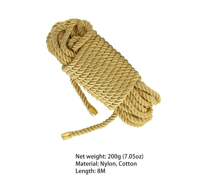Веревка для шибари LOCKINK SEVANDA Shibari Pratice Rope, золотистая, 8 м, нейлон+хлопок
