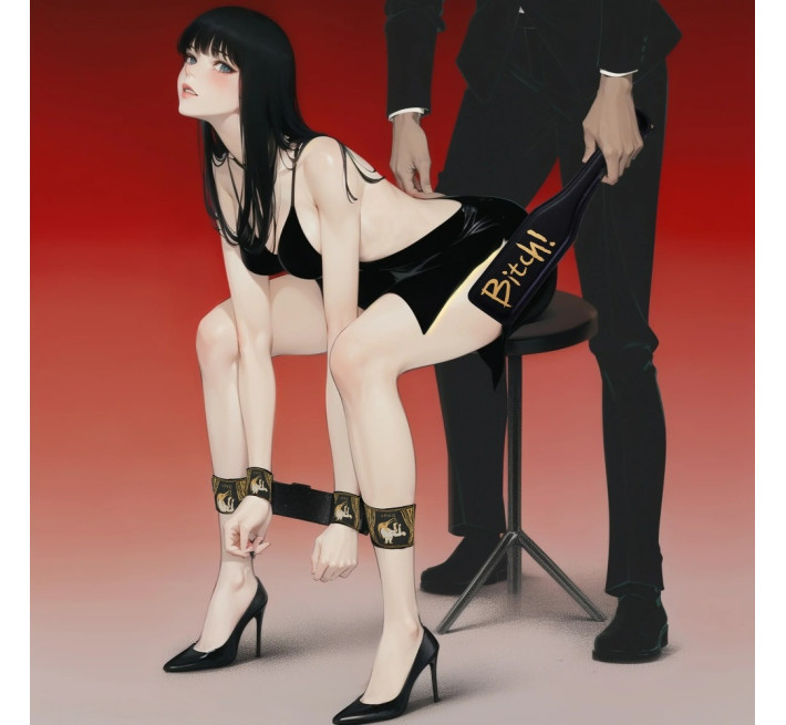 Распорка для рук и ног с зажимами для клитора и половых губ UPKO Черная