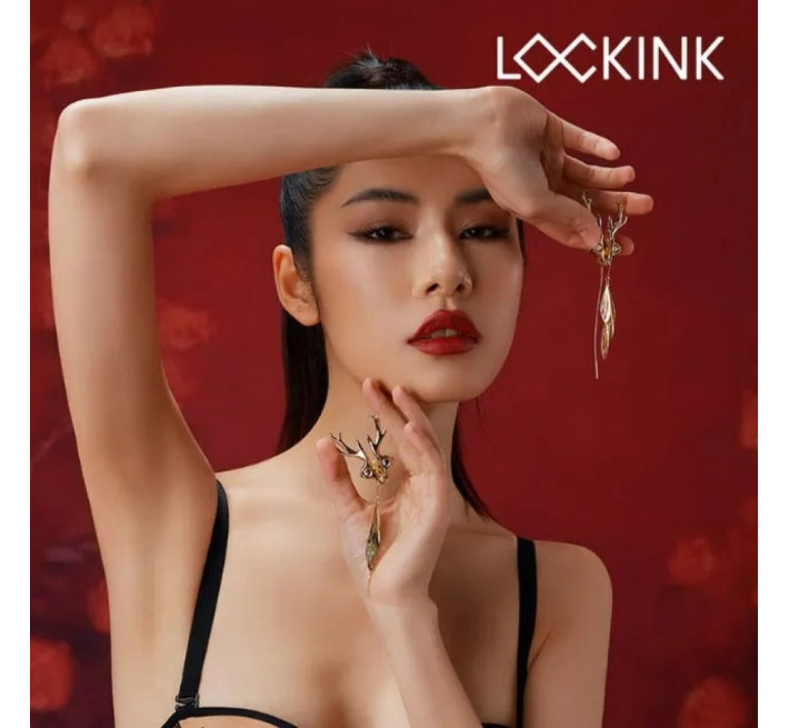 Зажимы для сосков в виде оленей Lockink Sevanda Stag Clamps, с подвесками, металлические, золотые