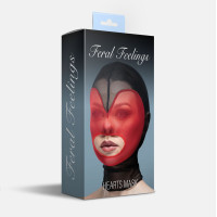 Маска серце сітка з відкритим ротом Feral Feelings - Hearts Mask Black/Red