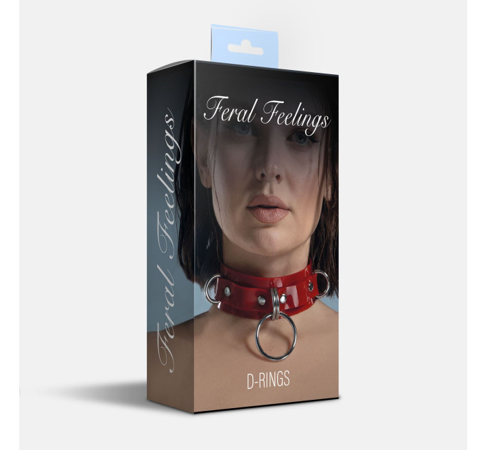 Ошейник для фиксации Feral Feelings - D-Rings Red