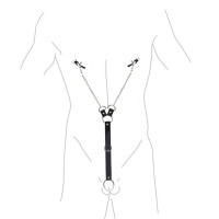 Затискачі для сосків з фіксацією на мошонці Еко шкіра Art of Sex Nipple Clamps for Men Затискачі для сосків з фіксацією на мошонці Еко шкіра Art of Sex Nipple Clamps for Men