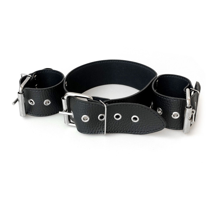 Ошейник с наручниками из натуральной кожи Art of Sex - Bondage Collar with Handcuffs