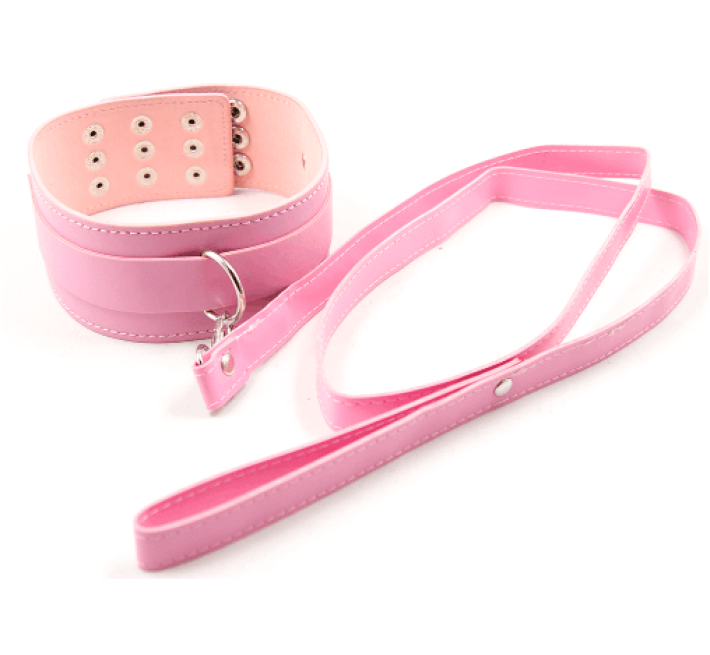 Нашийник з повідцем DS Fetish Collar with leash metal Рожевий