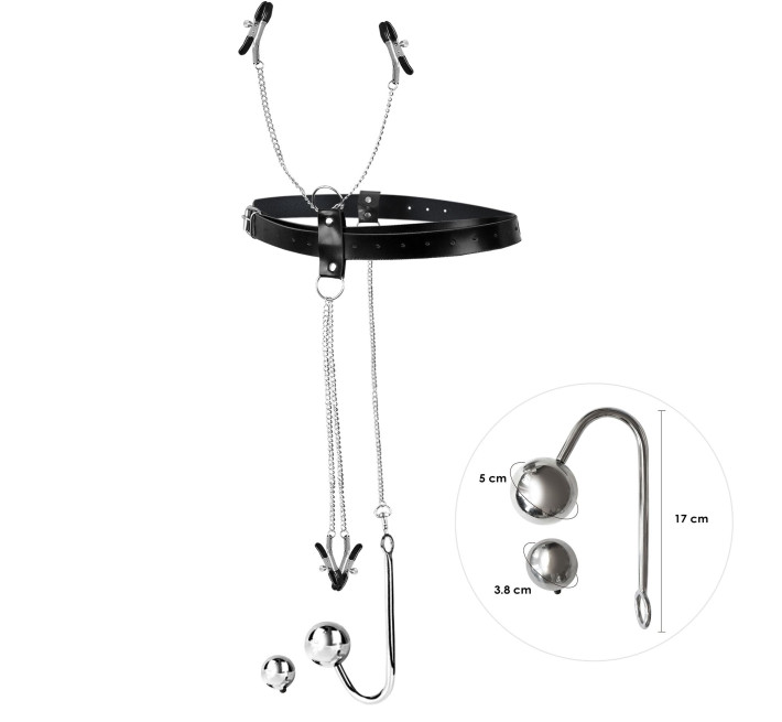 Бондажний набір із металевим анальним гаком №4 Art of Sex Blanca Bondage set with anal hook №4