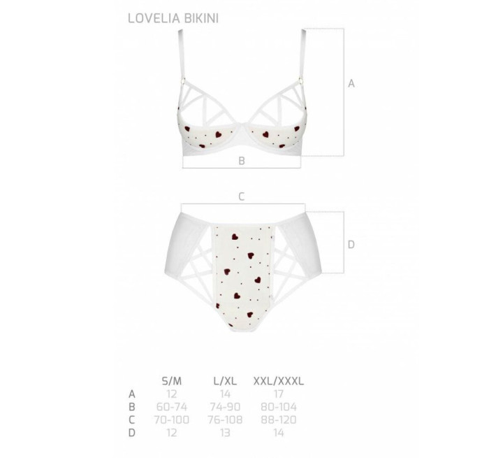 Еротичний комплект з малюнком Passion LOVELIA BIKINI white S/M