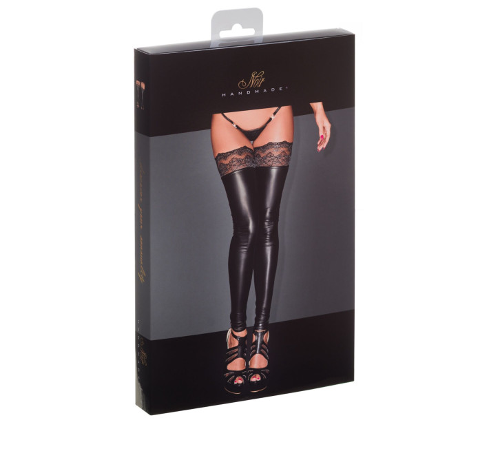 Чулки с мокрым эффектом Noir Handmade F135 Powerwetlook stockings, XXL, без мысков