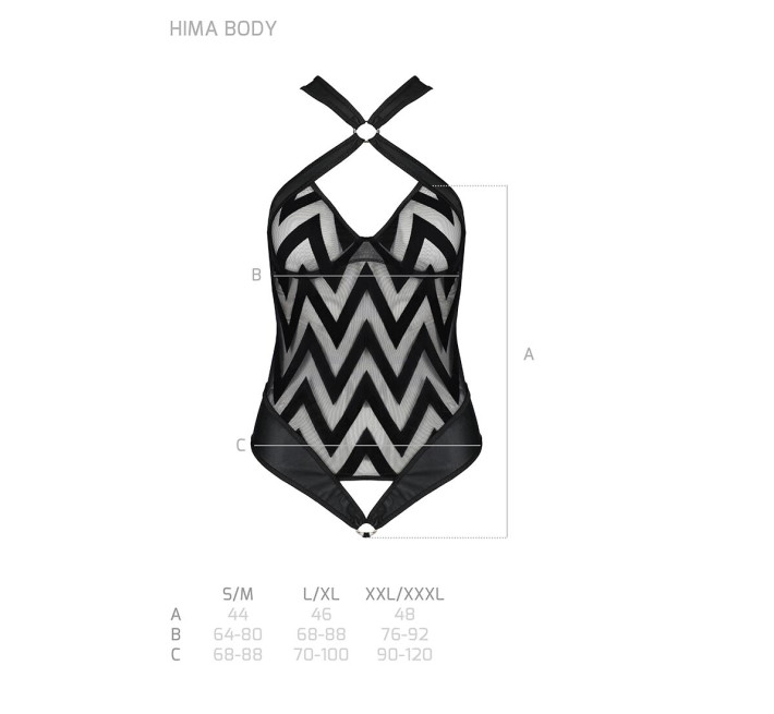 Сетчатый боди с халтером и ритмичным рисунком Passion Hima Body black S/M