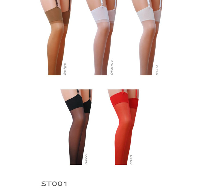 Класичні панчохи під пояс із широкою гумкою ST001 1/2 bianco - Passion