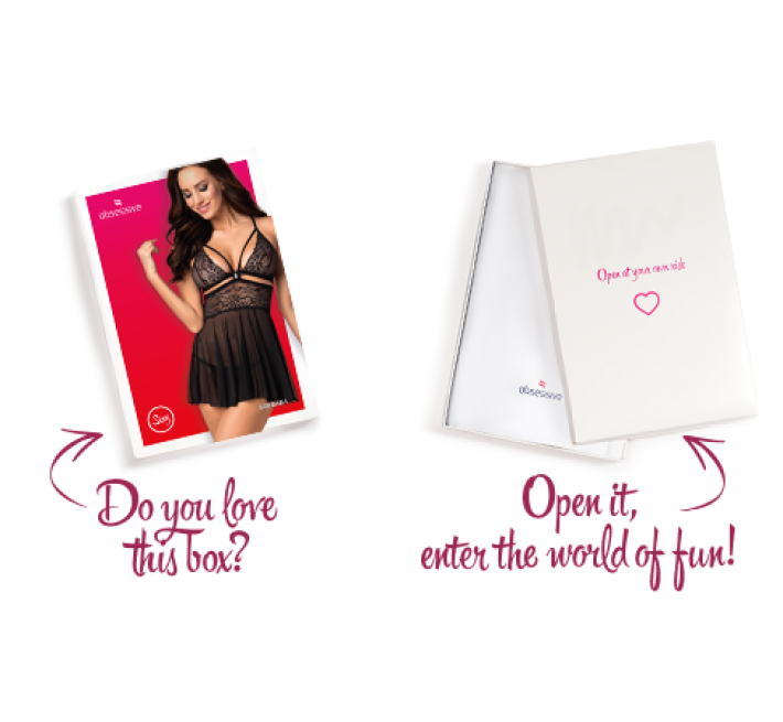 Еротичний мереживний комплект із сіточкою Obsessive 838-BAB-1 babydoll & thong black XXL