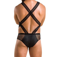 Чоловіче еротичне сітчасте боді Passion 045 Victor Black XXL/XXXL