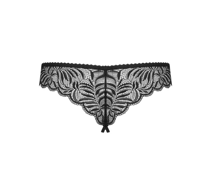 Кружевные танга с доступом Obsessive Contica crothchles thong черные L/XL