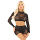 Комплект Leg Avenue Rhinestone Crop Top and Mini Skirt One Size, Black