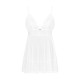 Пеньюар і трусики Obsessive Heavenlly babydoll & thong білі M/L