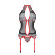 Корсет з пажами Passion SATARA CORSET red XXL/XXXL