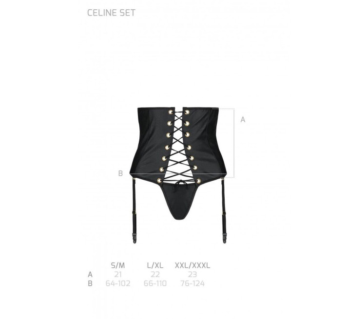 Пояс-корсет з екошкіри Passion Celine Set black L/XL