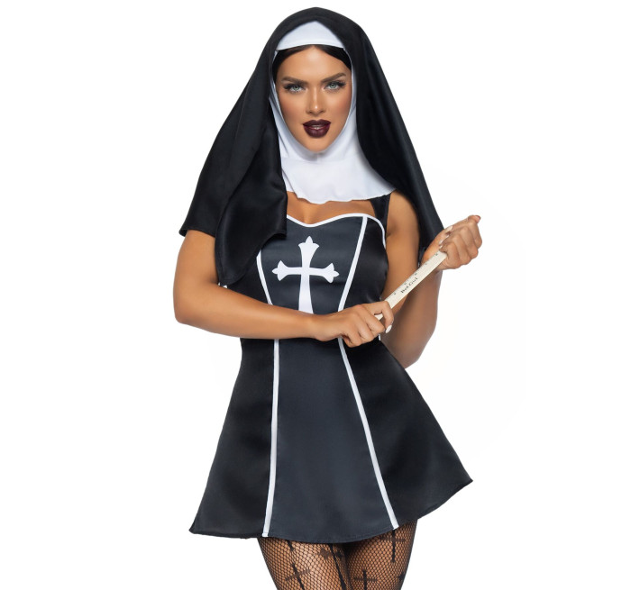 Костюм черниці Leg Avenue Naughty Nun M, сукня, головний убір