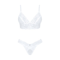 Эротический комплект Obsessive Heavenlly 2-pcs set бюстгальтер и танга белый XL/2XL