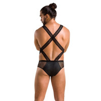 Чоловіче еротичне сітчасте боді Passion 045 Victor Black XXL/XXXL